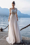 Abito da sposa Tipo standard Lungo Tulle A-Line Naturale Shiena Sheer