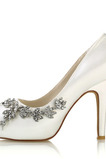 Scarpe da sposa da donna Matrimonio Cristallo glitterato Con lustrini Ingioiellato Tacchi da sposa Scarpe da sposa Cristallo di strass Tacco alto Tacco a spillo Punta aperta