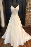 Abito da sposa Chiesa Profondo V-scollo a linea Naturale Tipo standard