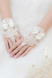 Guanti da sposa Avorio Muffola Breve Fiocco Estate Pizzo