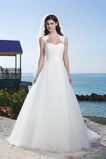 Abito da sposa A-Line Cintura Spiaggia tessuto Shiena Sheer Con Velo