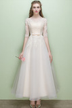 Abito da sposa Pizzo Overlay A-Line completo Cerniera Estate Tulle