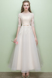 Abito da sposa Pizzo Overlay A-Line completo Cerniera Estate Tulle