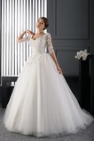 Abito da sposa Tondo Naturale tessuto Ball Gown Fiore Bendaggio