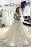 Abito da sposa Profondo V-scollo Naturale Tulle Quanto Scollo a v V