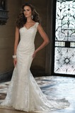 Abito da sposa sirena odest Applique Pizzo Lungo Scollo a v V