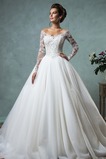 Abito da sposa Lungo Applique Collare di spalla Carta Pizzo francese