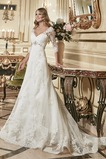 Abiti da sposa stile impero pizzo a linea Scollo a V alta vita