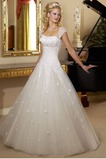 Abito da sposa Primavera Tulle Lungo Queen Anne collo Maniche Corte