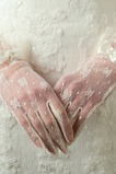 Guanti da sposa Pizzo Decorazione Breve Avorio Pieno finger Traslucido