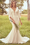 Abito da sposa V-Scollo Bottone Sirena Primavera Profondo V-scollo