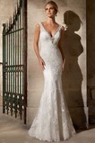 Abito da sposa Sirena Naturale Pizzo Lungo V-Scollo moderno