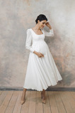 Abito da sposa Sotto Ginocchio Premaman Spiaggia T-Shirt Chiffon Bottone