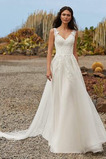 Abito da sposa V-Scollo Corpo a pera Lungo tessuto completo all'aperto