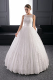 Abito da sposa Applique Allacciato Ball Gown Lungo Bateau Tulle