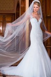 Abito da sposa bordo rialzato Cerniera moda Maniche Corte Sirena Lungo