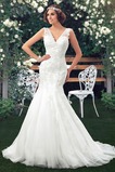 Abito da sposa Sirena Spiaggia Scollo a v V completo Applique Lungo