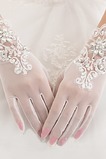 Guanti da sposa Breve Pieno finger Estate Decorazione Perline Bianco
