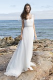 Abito da sposa Illusione maniche Gonna lunga Perla Maniche Corte A-Line