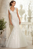 Abito da sposa Applique Scollo a v V All Aperto Primavera trendiness