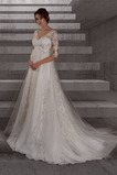 Abito da sposa Bendaggio abbondante V-Scollo Caduta Cappella treno
