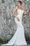 Abito da sposa Pizzo indietro trasparente Sirena Estate Illusione maniche