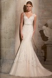 Abito da sposa V-Scollo Cintura di perline Primavera Cristino Schiena Nuda