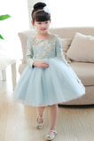 Abito cerimonia bambina Maniche Lunghe Inverno Tulle Farfalla Ornamento Cerniera