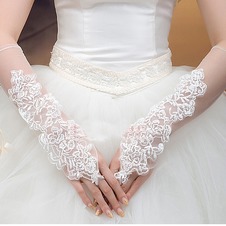 Guanti da sposa Primavera tessuto Romantici Bianco Sottile Ombra
