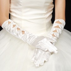 Guanti da sposa Lungo Pieno finger Appropriato Bianco Raso Autunno