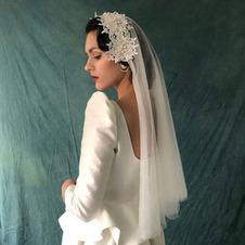 Velo stile cappello retrò velo di pizzo tempestato di diamanti accessori da sposa velo