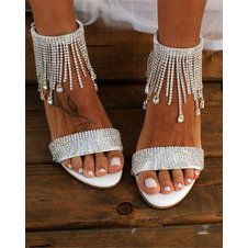 Nuovi sandali da donna con strass Sandali con tacco spesso Sandali da sposa per banchetti