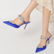 Scarpe da sposa con tacco alto a punta di perle scarpe da sposa in raso bianco