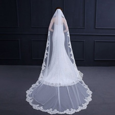 Elegante velo da sposa in pizzo con pettine lungo 3 metri