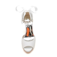 Scarpe da sposa con tacco a spillo in raso Scarpe con bocca di pesce Scarpe da banchetto per feste annuali