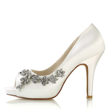 Scarpe da sposa da donna Matrimonio Cristallo glitterato Con lustrini Ingioiellato Tacchi da sposa Scarpe da sposa Cristallo di strass Tacco alto Tacco a spillo Punta aperta