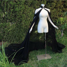 Cappotto da sposa da cerimonia nuziale in mantello mantello in chiffon nero