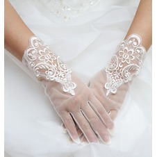 Guanti da sposa Decorazione Pieno finger in pizzo Pizzo eleganza Breve