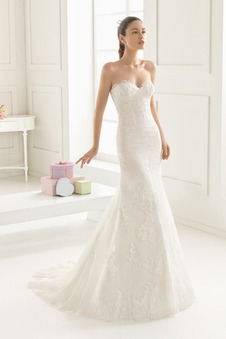 Abito da sposa Eleganti Pizzo Schiena Nuda Naturale Sirena Cuore