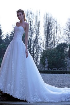 Abito da sposa Applique Bendaggio Bassa Formale Senza Maniche Pizzo