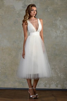 Abito da sposa Spiaggia Tulle Informale Estate Mezza Coperta Naturale