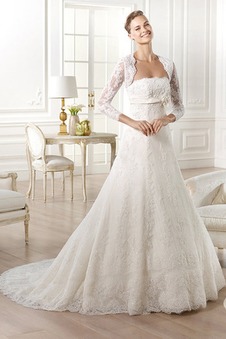 Abito da sposa Maniche a 3/4 Pizzo francese Quanto in pizzo A-Line