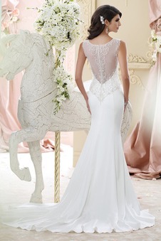 Abito da sposa Sirena Gonna lunga V-Scollo Chiffon Primavera Applique