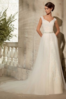 Abito da sposa indietro trasparente Maniche Corte trendiness A-Line