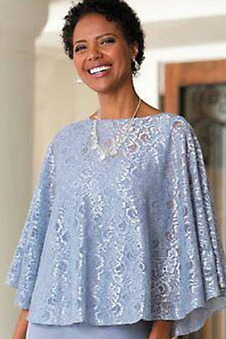 Abito mamma sposa Mezze Maniche Alta Coperta Chiffon Pizzo Overlay Bateau