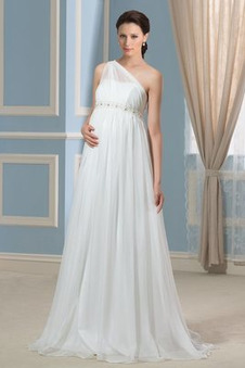 Abito da sposa Eleganti Primavera monospalla Chiffon alta vita/cintola