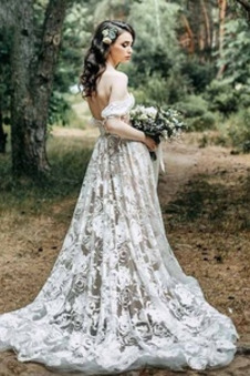 Abito da sposa Pizzo Maniche Corte Naturale Non Specificato Spiaggia