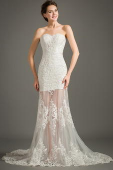 Abito da sposa Cuore Primavera in pizzo Pizzo Overlay Gonna lunga