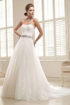 Abito da sposa Semplici Lungo Senza Maniche collo Sweetheart Pizzo