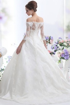 Abito da sposa Primavera Quanto Maniche a 3/4 Ball Gown Lungo Collare di spalla Carta